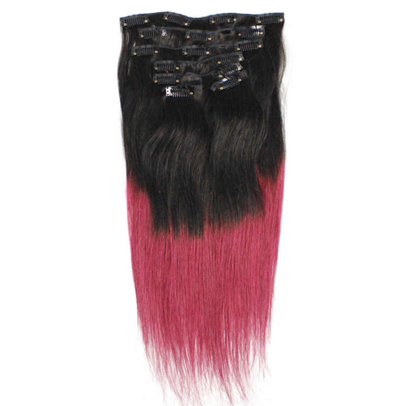 ombre human clip on 

hair